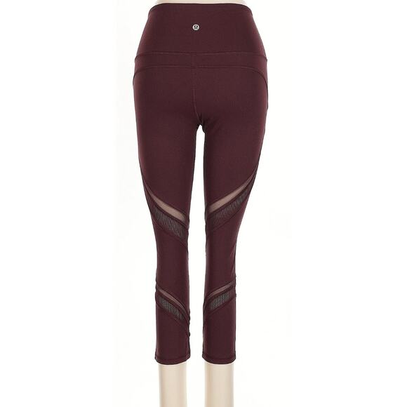 Lululemon Wunder Under High-Rise Crop 21" with Mesh Cut-Outs in Garnet Sz 4 - Picture 3 of 7